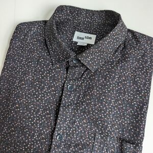 Frank & Oak Men's 100% Cotton Patterned Dress Shirt In Black ~ Size Large